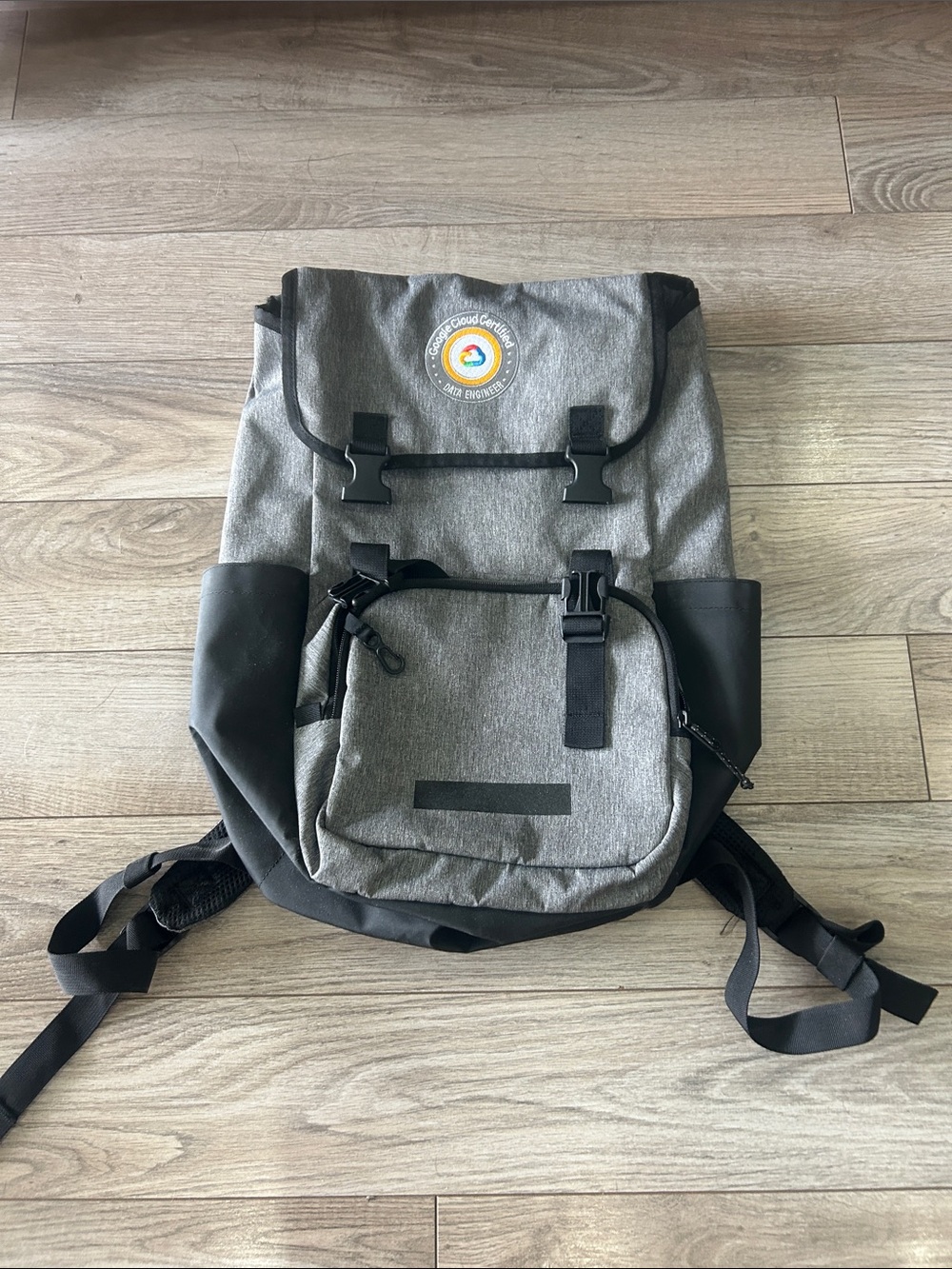 Gray Timbuk2 Roll-Top Backpack with Google Patch